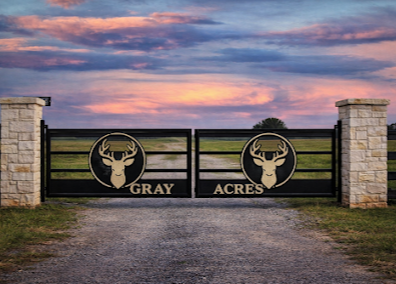 Gray Acres ranch entry gate